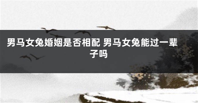 男马女兔婚姻是否相配 男马女兔能过一辈子吗