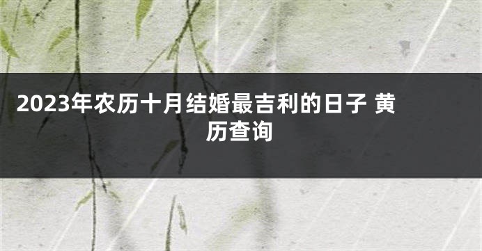 2023年农历十月结婚最吉利的日子 黄历查询