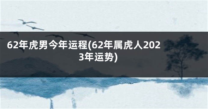 62年虎男今年运程(62年属虎人2023年运势)