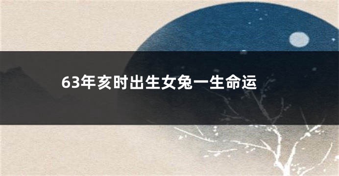 63年亥时出生女兔一生命运