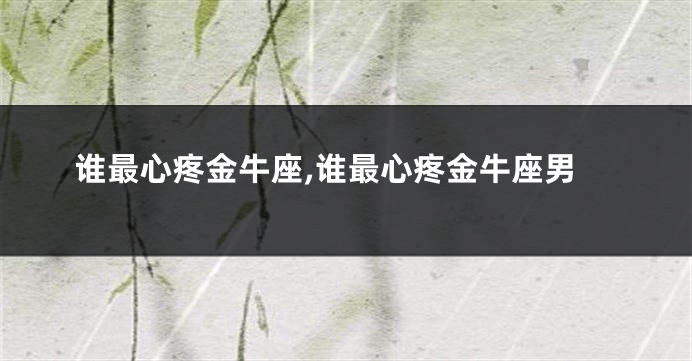 谁最心疼金牛座,谁最心疼金牛座男