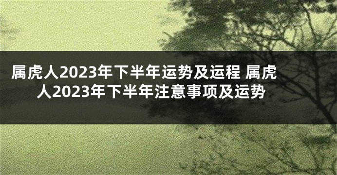 属虎人2023年下半年运势及运程 属虎人2023年下半年注意事项及运势