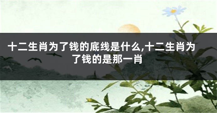 十二生肖为了钱的底线是什么,十二生肖为了钱的是那一肖