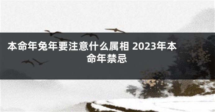 本命年兔年要注意什么属相 2023年本命年禁忌