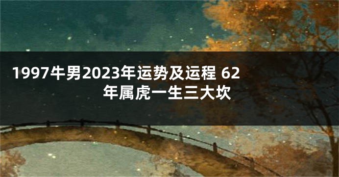 1997牛男2023年运势及运程 62年属虎一生三大坎