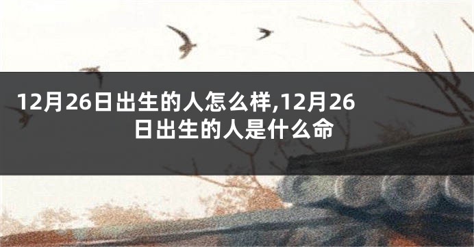 12月26日出生的人怎么样,12月26日出生的人是什么命
