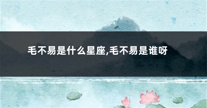 毛不易是什么星座,毛不易是谁呀
