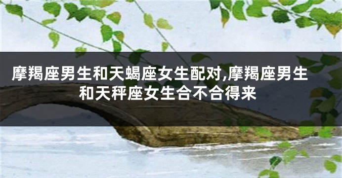 摩羯座男生和天蝎座女生配对,摩羯座男生和天秤座女生合不合得来