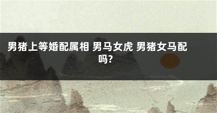 男猪上等婚配属相 男马女虎 男猪女马配吗?