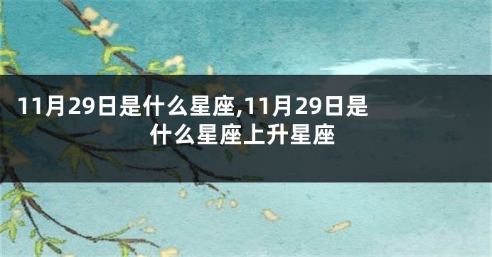 11月29日是什么星座,11月29日是什么星座上升星座