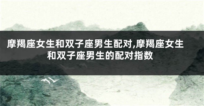 摩羯座女生和双子座男生配对,摩羯座女生和双子座男生的配对指数