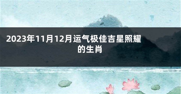 2023年11月12月运气极佳吉星照耀的生肖