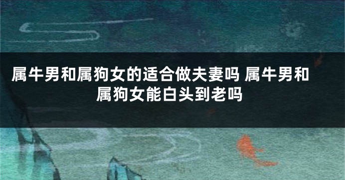 属牛男和属狗女的适合做夫妻吗 属牛男和属狗女能白头到老吗