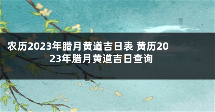 农历2023年腊月黄道吉日表 黄历2023年腊月黄道吉日查询