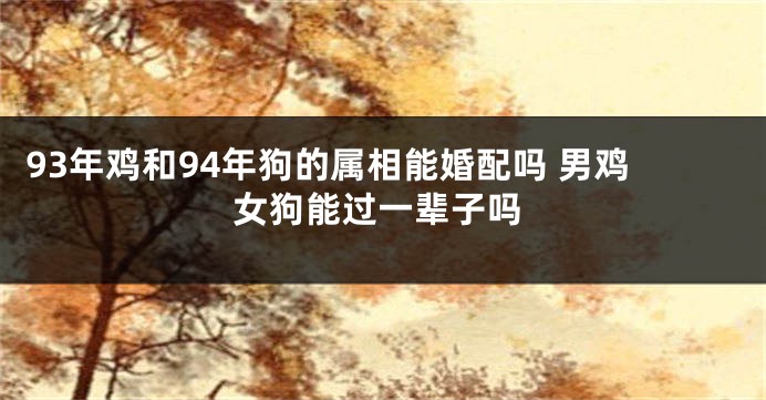 93年鸡和94年狗的属相能婚配吗 男鸡女狗能过一辈子吗
