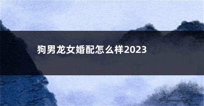 狗男龙女婚配怎么样2023