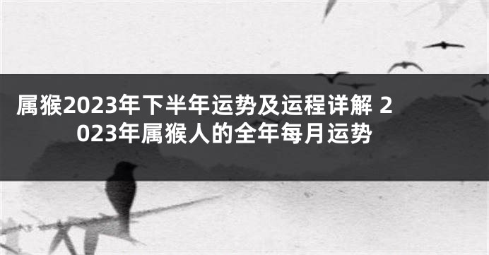 属猴2023年下半年运势及运程详解 2023年属猴人的全年每月运势