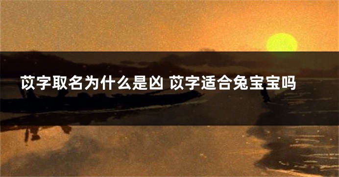 苡字取名为什么是凶 苡字适合兔宝宝吗
