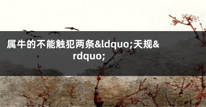 属牛的不能触犯两条&ldquo;天规&rdquo;
