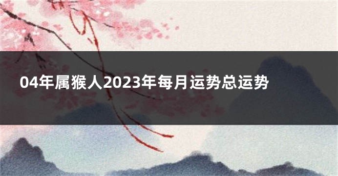 04年属猴人2023年每月运势总运势