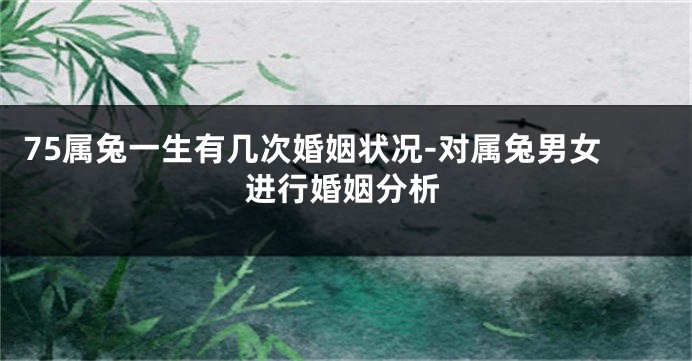 75属兔一生有几次婚姻状况-对属兔男女进行婚姻分析