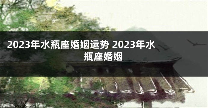 2023年水瓶座婚姻运势 2023年水瓶座婚姻