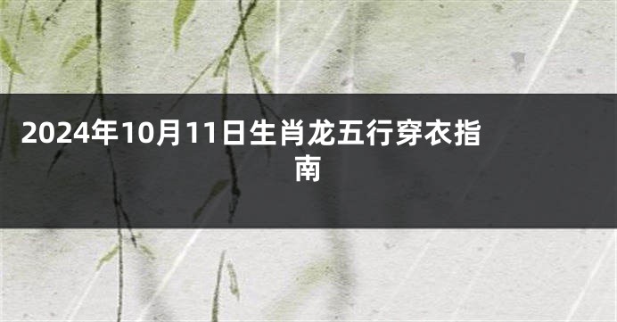 2024年10月11日生肖龙五行穿衣指南