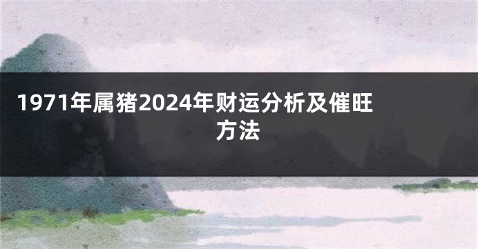 1971年属猪2024年财运分析及催旺方法