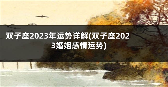 双子座2023年运势详解(双子座2023婚姻感情运势)