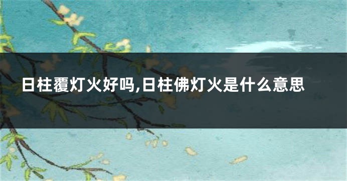 日柱覆灯火好吗,日柱佛灯火是什么意思