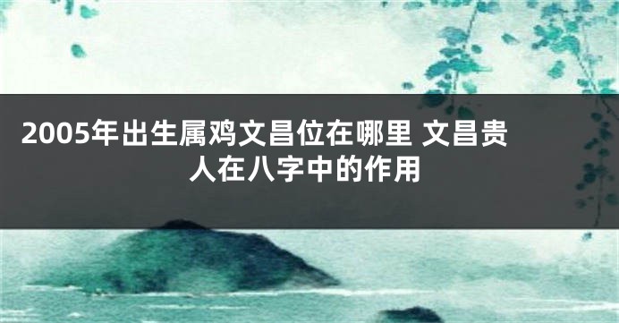 2005年出生属鸡文昌位在哪里 文昌贵人在八字中的作用
