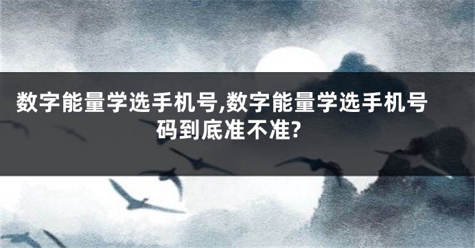 数字能量学选手机号,数字能量学选手机号码到底准不准?