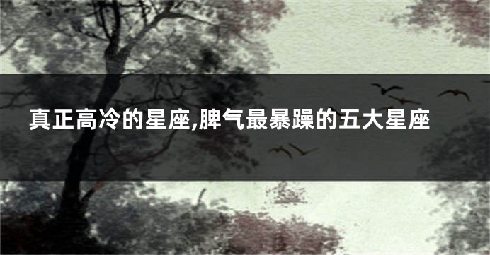 真正高冷的星座,脾气最暴躁的五大星座