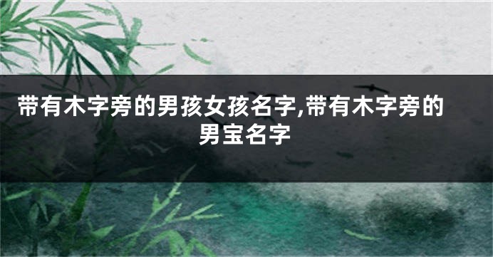 带有木字旁的男孩女孩名字,带有木字旁的男宝名字