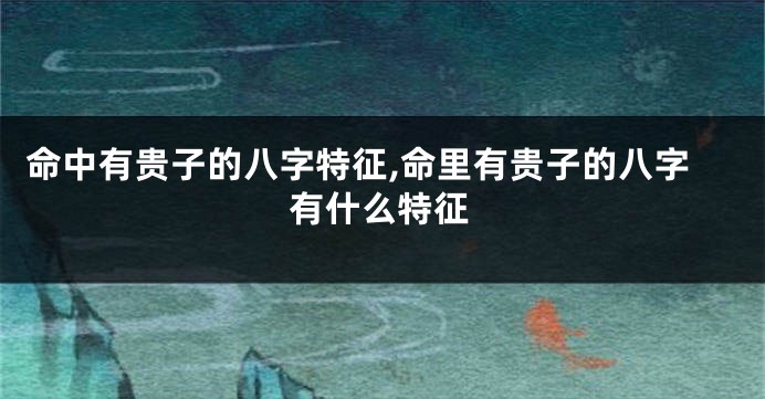 命中有贵子的八字特征,命里有贵子的八字有什么特征