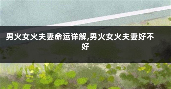 男火女火夫妻命运详解,男火女火夫妻好不好