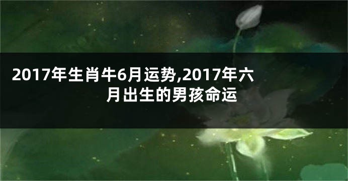 2017年生肖牛6月运势,2017年六月出生的男孩命运