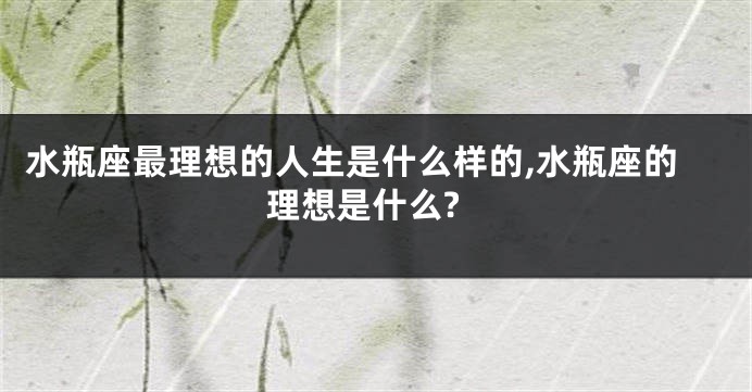 水瓶座最理想的人生是什么样的,水瓶座的理想是什么?
