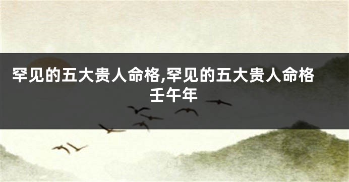 罕见的五大贵人命格,罕见的五大贵人命格壬午年