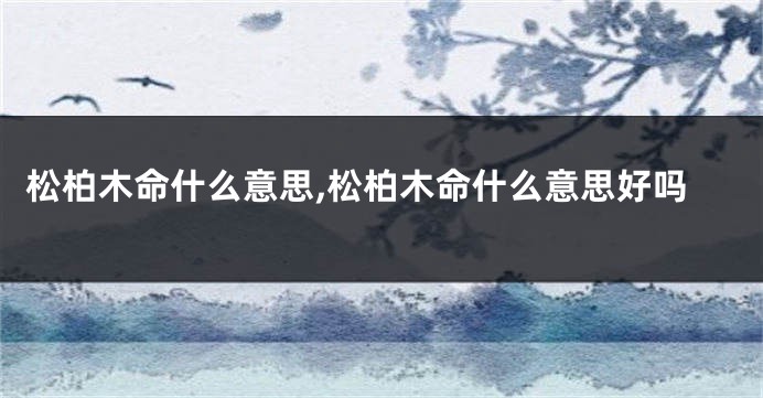 松柏木命什么意思,松柏木命什么意思好吗