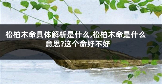 松柏木命具体解析是什么,松柏木命是什么意思?这个命好不好