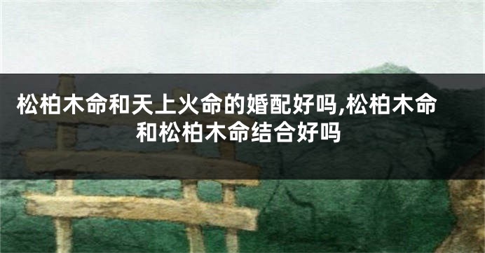 松柏木命和天上火命的婚配好吗,松柏木命和松柏木命结合好吗
