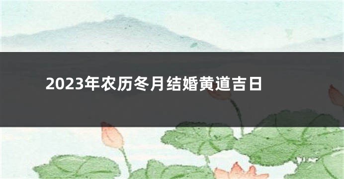 2023年农历冬月结婚黄道吉日