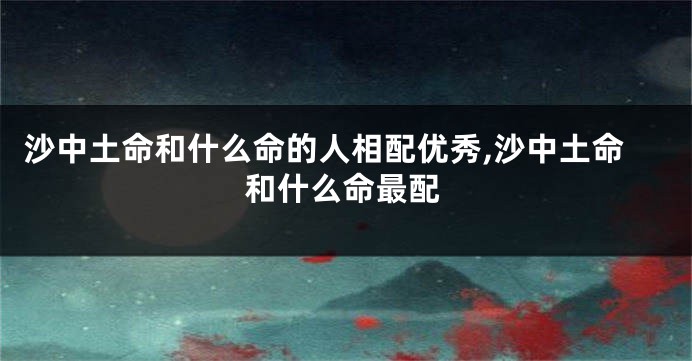 沙中土命和什么命的人相配优秀,沙中土命和什么命最配