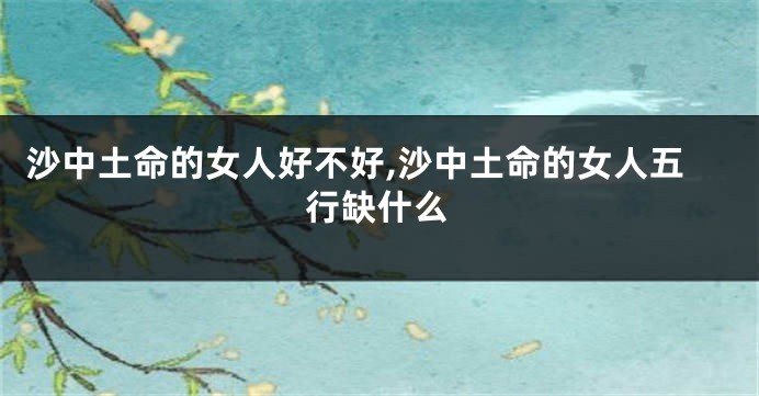 沙中土命的女人好不好,沙中土命的女人五行缺什么