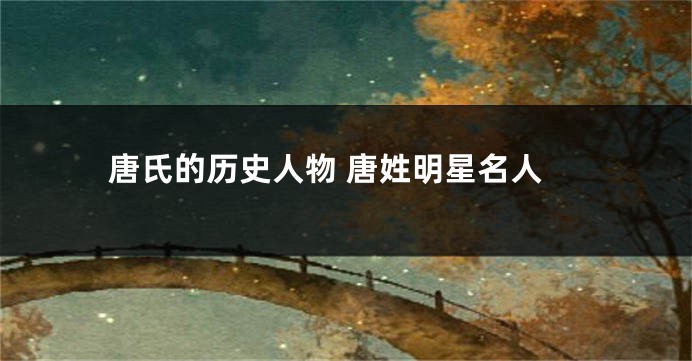 唐氏的历史人物 唐姓明星名人