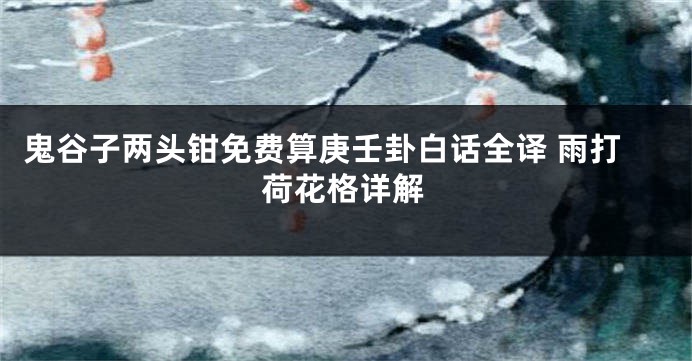鬼谷子两头钳免费算庚壬卦白话全译 雨打荷花格详解