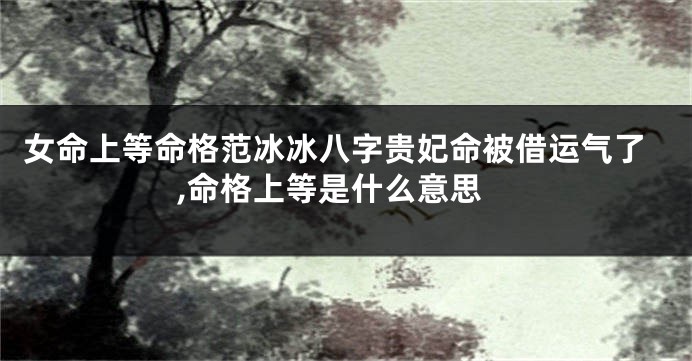 女命上等命格范冰冰八字贵妃命被借运气了,命格上等是什么意思
