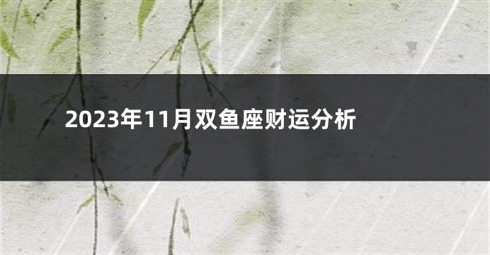 2023年11月双鱼座财运分析