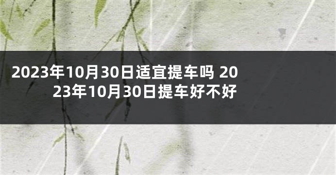 2023年10月30日适宜提车吗 2023年10月30日提车好不好